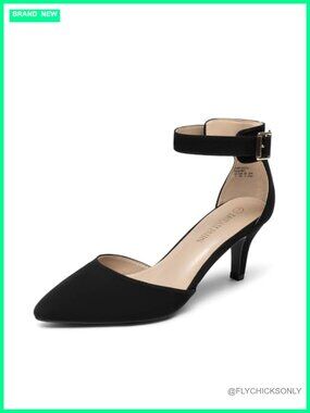 Women's Kitten Heels Ankle Strap Pumps Low Heel Dress Shoes